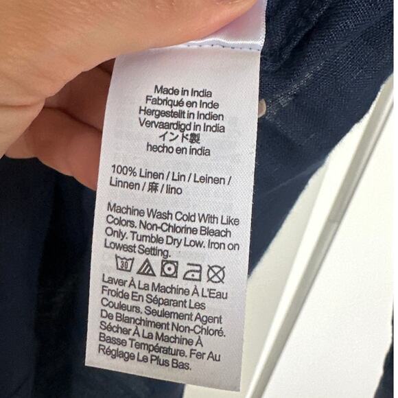 J. Crew Baird McNutt Irish Linen Women's Navy Long Sleeve Button Up, Size S, EUC - Picture 6 of 7